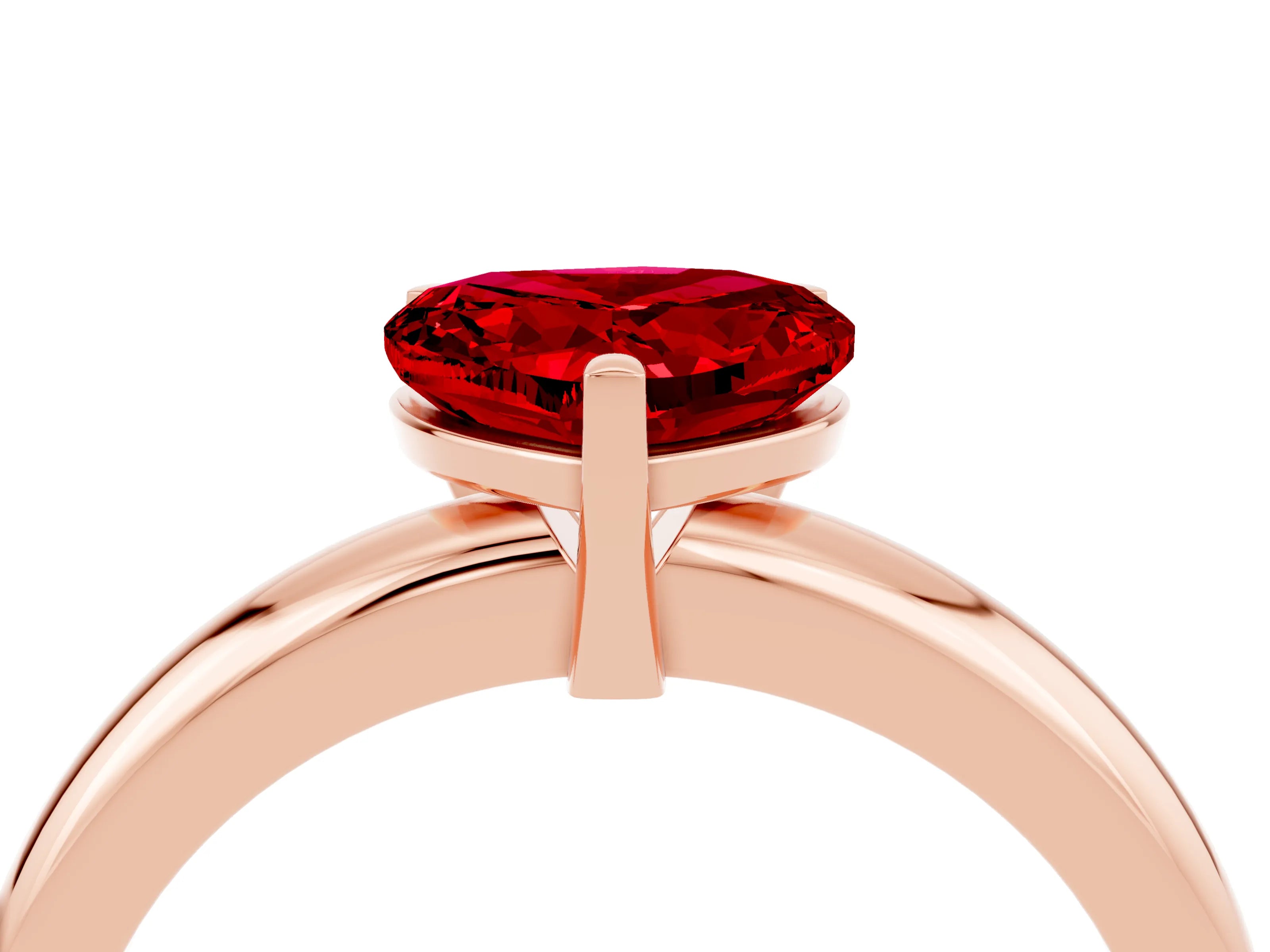 Rose gold Heart Cut Ruby Solitaire Engagement Ring with Round Band and Four-Prong Setting_4