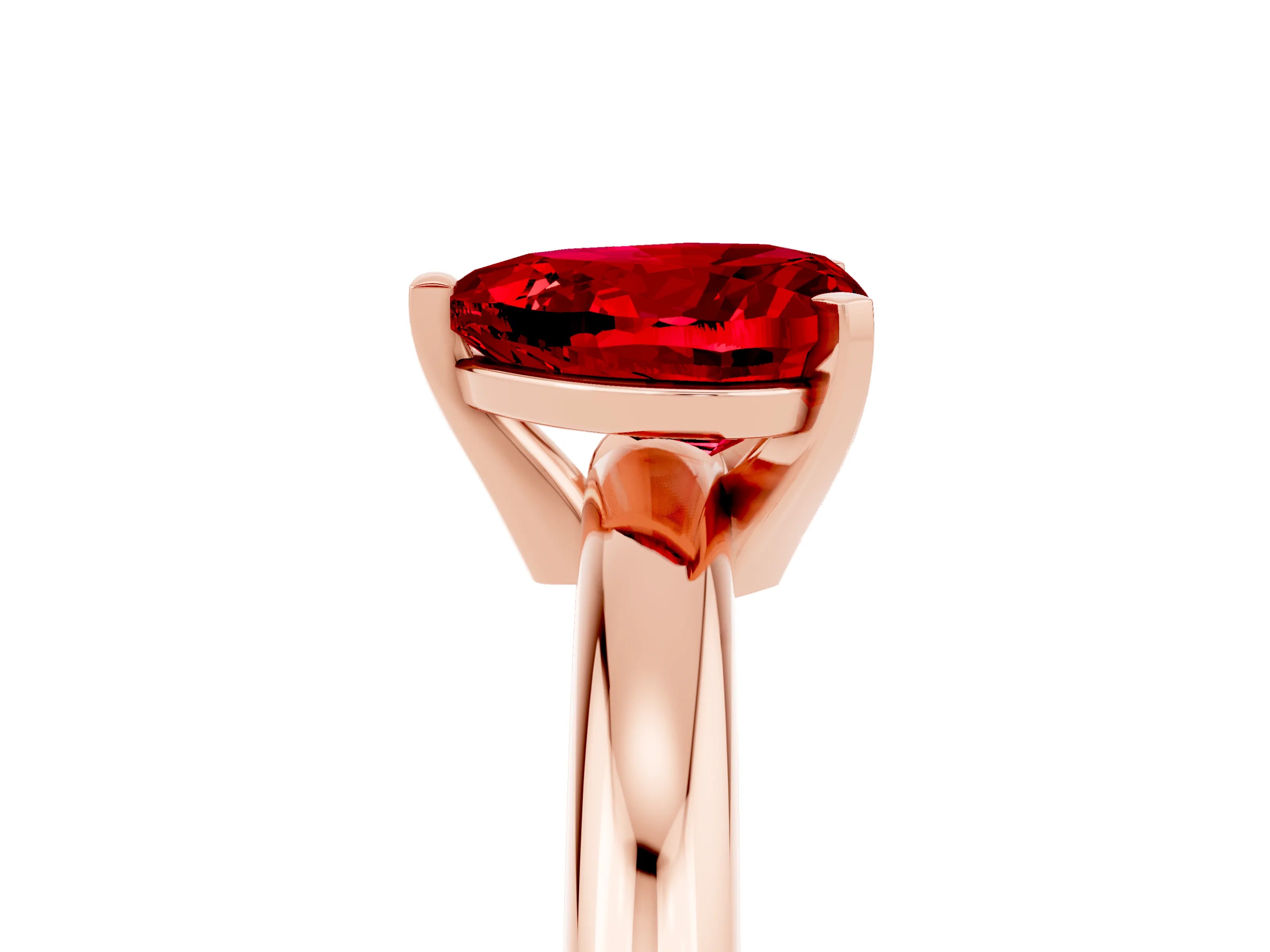 Rose gold Heart Cut Ruby Solitaire Engagement Ring with Round Band and Four-Prong Setting_5