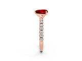 Rose gold Heart Cut Ruby Solitaire Pavé Band with Four-Prong Setting_2