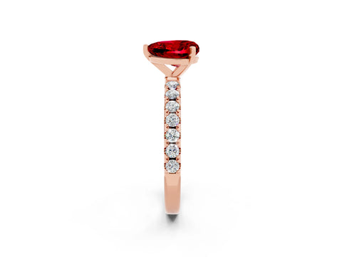 Rose gold Heart Cut Ruby Solitaire Pavé Band with Four-Prong Setting_2