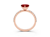 Rose gold Heart Cut Ruby Solitaire Pavé Band with Four-Prong Setting_3