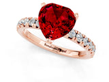 Rose gold Heart Cut Ruby Solitaire Pavé Engagement Ring with Round Band and Prong Setting_13