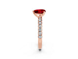 Rose gold Heart Cut Ruby Solitaire Pavé Engagement Ring with Round Band and Prong Setting_14