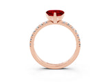 Rose gold Heart Cut Ruby Solitaire Pavé Engagement Ring with Round Band and Prong Setting_15