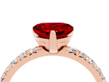 Rose gold Heart Cut Ruby Solitaire Pavé Engagement Ring with Round Band and Prong Setting_16
