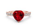 Rose gold Heart Cut Ruby Solitaire Pavé Engagement Ring with Round Band and Prong Setting_72