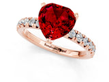 Rose gold Heart Cut Ruby Solitaire Pavé Engagement Ring with Round Band and Prong Setting_73