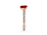 Rose gold Heart Cut Ruby Solitaire Pavé Engagement Ring with Round Band and Prong Setting_74