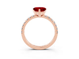 Rose gold Heart Cut Ruby Solitaire Pavé Engagement Ring with Round Band and Prong Setting_75