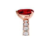 Rose gold Heart Cut Ruby Solitaire Pavé Engagement Ring with Round Band and Prong Setting_77