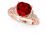 Rose gold Heart Cut Ruby Solitaire Ring with Filigree Band and Four-Prong Setting_25