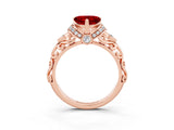 Rose gold Heart Cut Ruby Solitaire Ring with Filigree Band and Four-Prong Setting_27