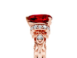 Rose gold Heart Cut Ruby Solitaire Ring with Filigree Band and Four-Prong Setting_29