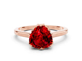 Rose gold Heart Cut Ruby Solitaire Ring with Flower Prong Setting and Classic Band_12