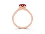 Rose gold Heart Cut Ruby Solitaire Ring with Flower Prong Setting and Classic Band_15