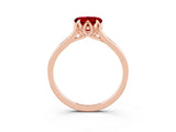 Rose gold Heart Cut Ruby Solitaire Ring with Flower Prong Setting and Classic Band_39