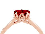 Rose gold Heart Cut Ruby Solitaire Ring with Flower Prong Setting and Classic Band_40