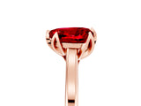 Rose gold Heart Cut Ruby Solitaire Ring with Flower Prong Setting and Classic Band_41