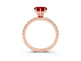 Rose gold Heart Cut Ruby Solitaire Ring with Pavé Accents and Four-Prong Setting_3