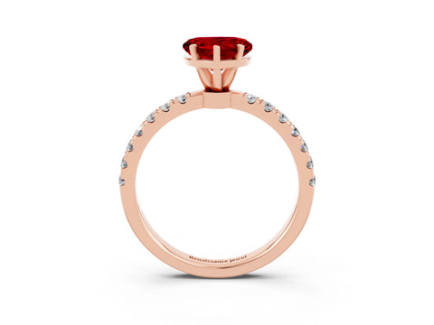 Rose gold Heart Cut Ruby Solitaire Ring with Pavé Accents and Four-Prong Setting_3