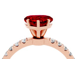 Rose gold Heart Cut Ruby Solitaire Ring with Pavé Accents and Four-Prong Setting_4