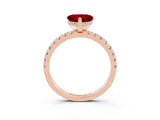 Rose gold Heart Cut Ruby Solitaire Ring with Pavé Band and Four-Prong Setting_27