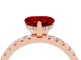 Rose gold Heart Cut Ruby Solitaire Ring with Pavé Band and Four-Prong Setting_28