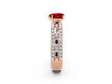 Rose gold Heart Cut Ruby Solitaire Ring with Pavé and Channel Set Band_2