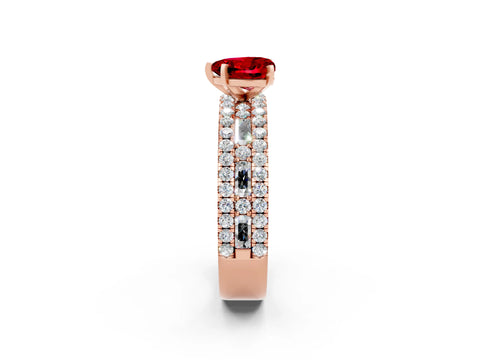 Rose gold Heart Cut Ruby Solitaire Ring with Pavé and Channel Set Band_2