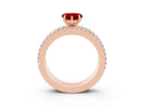 Rose gold Heart Cut Ruby Solitaire Ring with Pavé and Channel Set Band_3