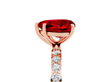 Rose gold Heart Cut Ruby Solitaire Ring with Pave Band and Four Prong Setting_29