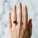 Rose gold Heart Cut Ruby Solitaire Ring with Round  Pavé Band and Four-Prong Setting_42