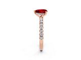 Rose gold Heart Cut Ruby Solitaire Ring with Round  Pavé Band and Four-Prong Setting_46