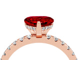 Rose gold Heart Cut Ruby Solitaire Ring with Round  Pavé Band and Four-Prong Setting_48