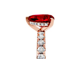Rose gold Heart Cut Ruby Solitaire Ring with Round  Pavé Band and Four-Prong Setting_49