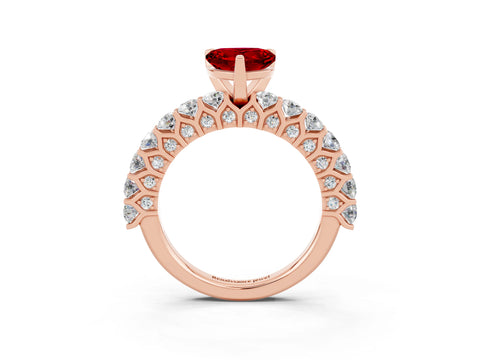 Rose gold Heart Cut Ruby Solitaire Ring with Shared Prong Pavé Band and Four-Prong Setting_15