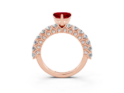 Rose gold Heart Cut Ruby Solitaire Ring with Shared Prong Pavé Band and Four-Prong Setting_3