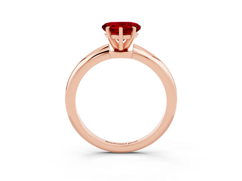 Rose gold Heart Cut Ruby Solitaire Ring with Six-Prong Setting and Classic Band_3