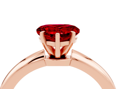 Rose gold Heart Cut Ruby Solitaire Ring with Six-Prong Setting and Classic Band_4