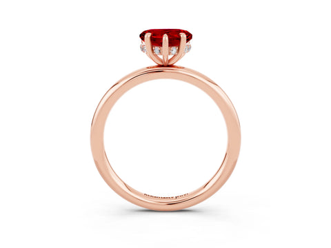 Rose gold Heart Cut Ruby Solitaire Ring with Thin Band and Four-Prong Setting_3