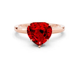 Rose gold Heart Cut Ruby Solitaire Ring with Thin Band and Prong Setting_12
