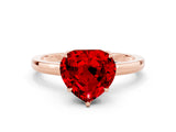 Rose gold Heart Cut Ruby Solitaire Ring with Thin Band and Prong Setting_24