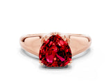 Rose gold Heart Cut Ruby Solitaire Ring with Wide Band and Prong Setting