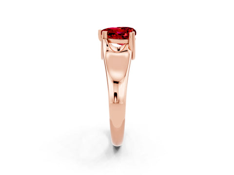Rose gold Heart Cut Ruby Solitaire Ring with Wide Band and Prong Setting_2