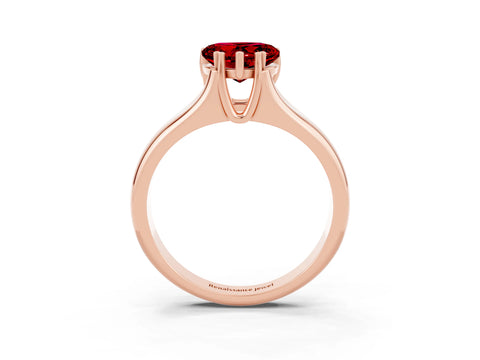 Rose gold Heart Cut Ruby Solitaire Ring with Wide Band and Prong Setting_3