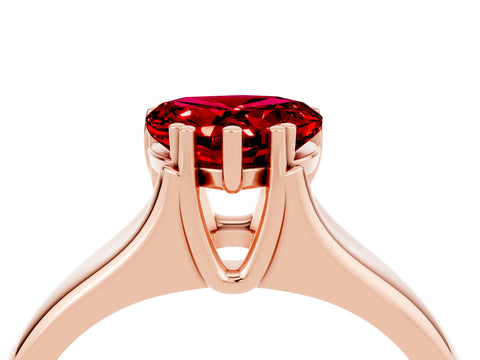 Rose gold Heart Cut Ruby Solitaire Ring with Wide Band and Prong Setting_4