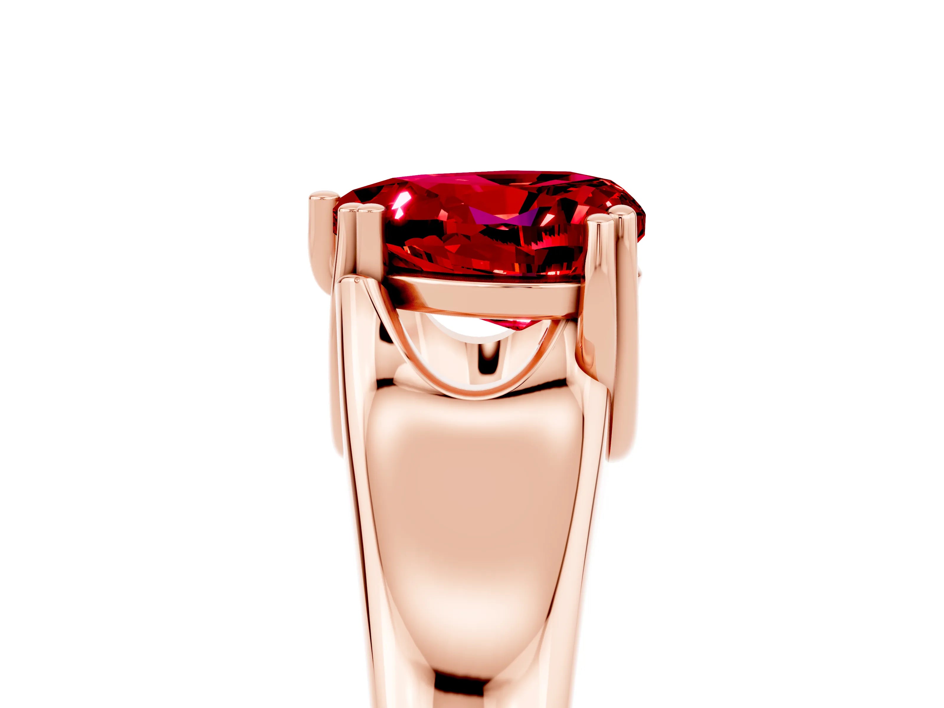 Rose gold Heart Cut Ruby Solitaire Ring with Wide Band and Prong Setting_5