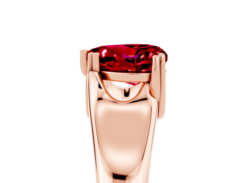 Rose gold Heart Cut Ruby Solitaire Ring with Wide Band and Prong Setting_5