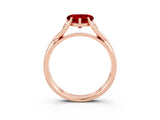 Rose gold Heart Cut Ruby Solitaire Twist Band Prong Setting Ring_51