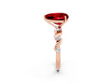 Rose gold Heart Cut Ruby Solitaire Twisted Band with Round  Accents and Prong Setting_14